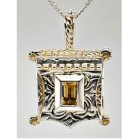 Sterling Silver Citrine Set Shield Locket