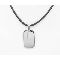 Stainless Steel Polished Tag with Neoprene Necklace - CLEARANCE