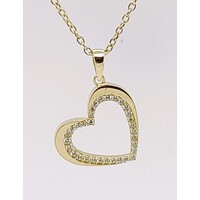 9 Carat Yellow Gold Cubic Zirconia Heart Pendant