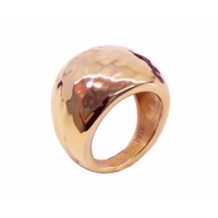 Rose Gold Plated Stainless Steel Hammered Wide Dome Ring Size N