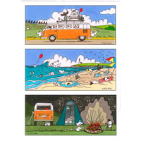 Sally Wilson Art CHOOKS ON 'Camping' Cotton Tea Towel