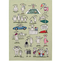 Sally Wilson Art CHOOKS ON 'Sheepish' Cotton Tea Towel