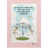 Sally Wilson Art 'Your Only Young Once' Cotton Tea Towel