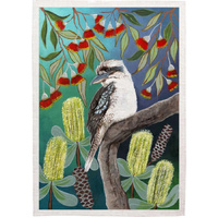 Sally Wilson Art Kookaburra Botanical Cotton Tea Towel