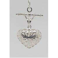 Sterling Silver Filigree Open Heart Fob Pendant