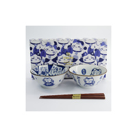 Tokyo Design Studio Kawaii Cat Neko 2 Piece White Cat Bowl Set with Chopsticks