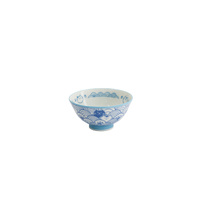 Tokyo Design Studio Kawaii Neko Cat Nami Light Blue 11.5 x 6cm Rice Bowl