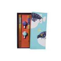 Tokyo Design Studio Blowfish 4 Piece Chopsticks with Rest Gift Set