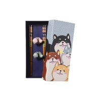 Tokyo Design Studio Shiba Dog 4 Piece Chopsticks with Rest Gift Set
