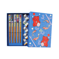 Tokyo Design Studio Lucky Cat Hanami 10 Piece Chopsticks with Rest Gift Set
