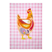 Pete Cromer Barn Friends Pink Chook Cotton Tea Towel