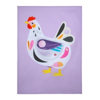 Pete Cromer Barn Friends Purple Chook Cotton Tea Towel