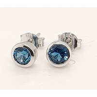 9 Carat White Gold London Blue Topaz Stud Earrings