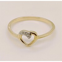9 Carat and Diamond Set Heart Ring AUS Size P