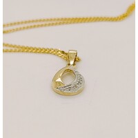9 Carat Yellow Gold Diamond Set Open Pear Shaped Pendant