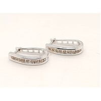 9 Carat White Gold Diamond Hoop Earrings