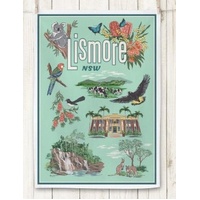 50s Vintage Dame Tea Towel - Green Lismore NSW