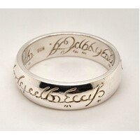 Lord of the Rings 'The One' Solid Sterling Silver Ring AUS Size R½