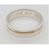 Sterling Silver and 9 Carat Rose Gold 6mm Wide Ring AUS Size W