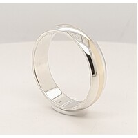9 Carat Yellow Gold and Sterling Silver Half Round Bevelled Edge Ring AUS Size Y - CLEARANCE