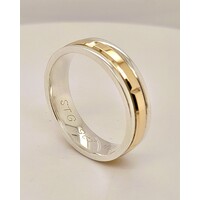 9 Carat Yellow Gold and Sterling Silver 6mm Wide Ring AUS Size W½ - CLEARANCE