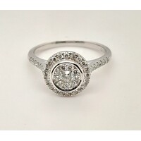 Diamond Cluster 9 Carat White Gold Ring Size M1/2