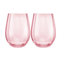 Maxwell & Williams Wicked Collection Pink Goes Good With Green Glinda 540ml Ribbed Stemless Glasses