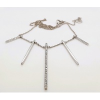 Sterling Silver Cubic Zirconia Set 5 Bar Necklace CLEARANCE