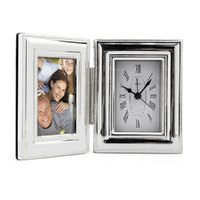 Silver-plated Beaded 6 x 9cm (2.5" x 3.5") Clock/Photo Frame