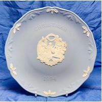 Wedgwood 1994 Christmas Carols 18cm White on Blue Jasperware Plate