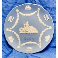 Wedgwood 2004 Annual 19cm Neptune White on Blue Jasperware Plate