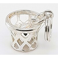 Sterling Silver Netball Hoop and Ball Charm/Pendant