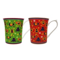 Queens By Churchill 2AT Christmas 200ml/7oz Royale Fine Bone China Mugs
