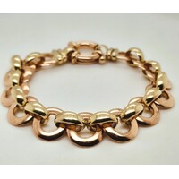 9 Carat Two Tone Yellow & Rose Gold Round and Oval Link Belcher Bracelet