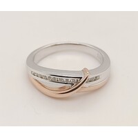 9 Carat Two-tone Rose & White Gold Channel Set Diamond Ring AUS Size N