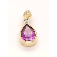 9 Carat Yellow Gold Amethyst and Diamond Set Enhancer Pendant