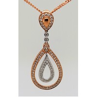 9 Carat Rose and White Gold Diamond Set Double Oval Enhancer Pendant