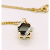 9 Carat Yellow Gold Black Onyx and Diamond Enhancer / Pendant