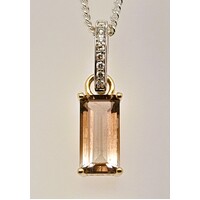 9 Carat Yellow & White Gold Smokey Quartz and Diamond Enhancer Pendant CLEARANCE