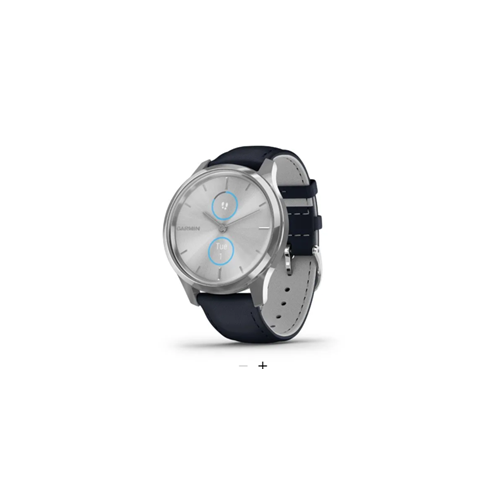 vívomove® Luxe - Silver Stainless Steel Case with Navy Italian Leather Band