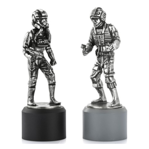 Star Wars Pewter Rebel & Imperial Pilot Rook Chess Piece Pair