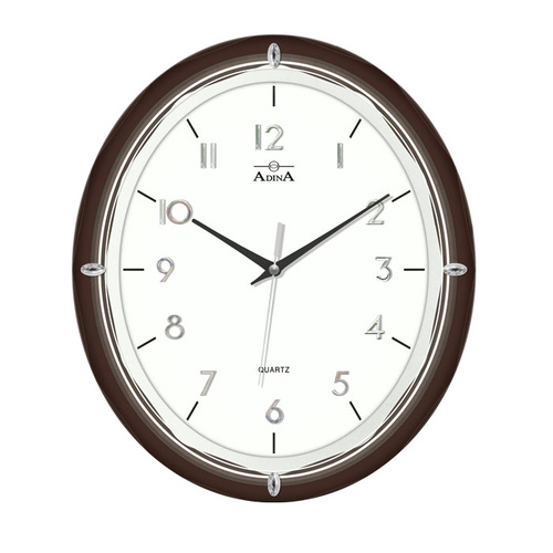 Wall Clock Oval Silver and Bronze Trim Arabic Numerals Cream Dial  CL03A-6887C