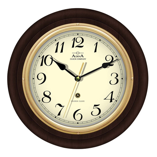 Round 30cm Heritage Walnut Timber Station Wall Clock CL08A-10933AA