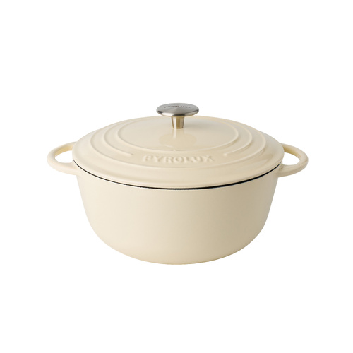 Pyrolux® Pyrochef 28cm/6 Litre Meringue Enamelled Cast Iron Round French Oven