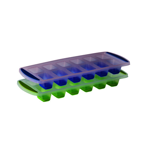 Set of 2 Blue/Green 12 Cup Pop Release Ice Cube Tray