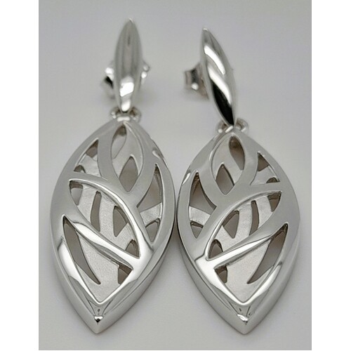 Breuning Sterling Silver Marquise-Shaped Drop Earrings 