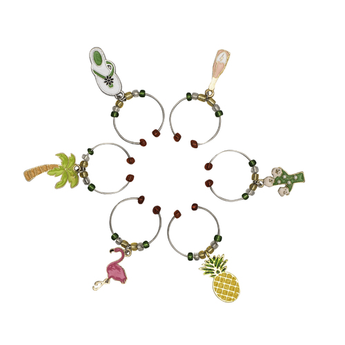 Tropical Wine Charms, Set of 6