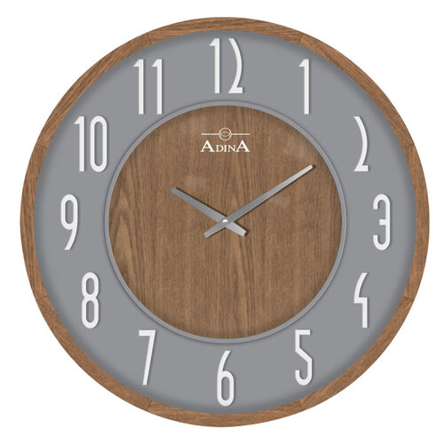 Wall Clock Timber and Grey Dial and Case 50cm Diameter CL17-A6730D