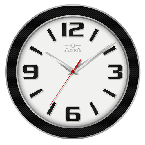 Silver and Carbon Fibre Look Analogue Quartz Wall Clock - CL17-A7145F