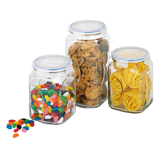 Glasslock 3 Piece Storage Tempered Glass Canister Set
